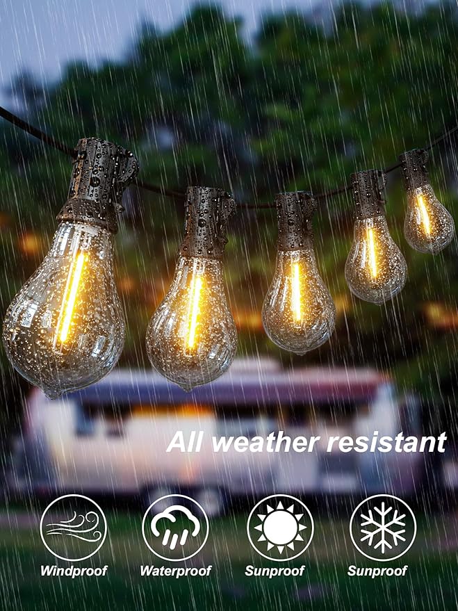 DAMAING Outdoor-String-Lights-Patio-Light-Outside 400FT(4x100FT) Waterproof Patio Lights with 208 Dimmable LED Bulbs,Connectable Shatterproof Outdoor Lighting for Market Backyard,Black Cord