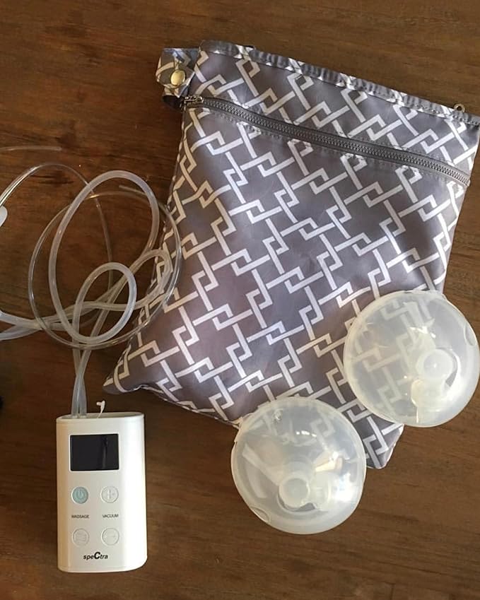 Sarah Wells Pumparoo Wet Dry Bag for Breast Pump Parts – Compact Organizer with Waterproof Pocket, Staging Mat & Fridge Hack – Machine Washable Pumping Accessory (Gray)