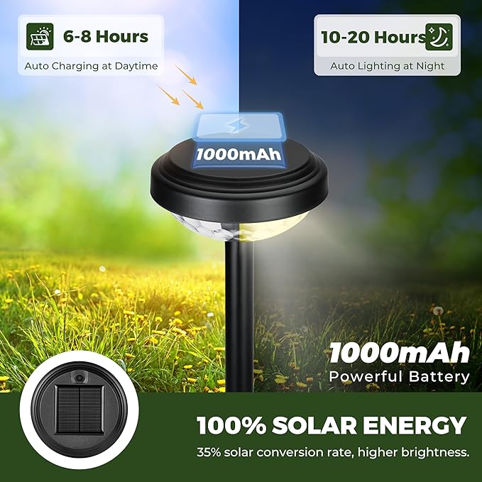 Kingsyard 8 Pack Solar Pathway Lights Outdoor Waterproof IP67, Bright Color Changing & Cool White LED Solar Lights for Outside Garden Yard Landscape Path Christmas Walkway Decor