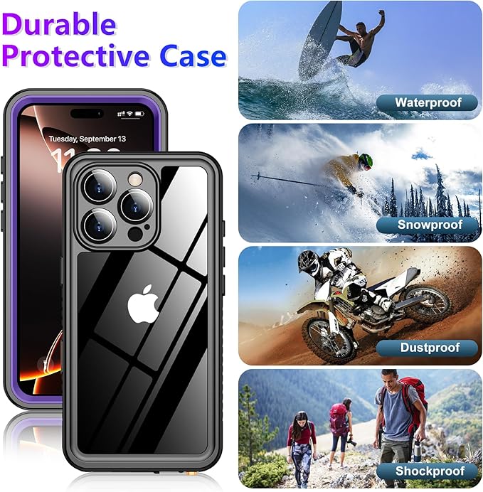 2025 New Designed for iPhone 16 Pro Max Case Waterproof, [Built-in Screen Protector & Glass Camera Protector][Full Body Shockproof][IP68 Underwater][Dropproof] Phone Case for iPhone 16 Pro Max 6.9"