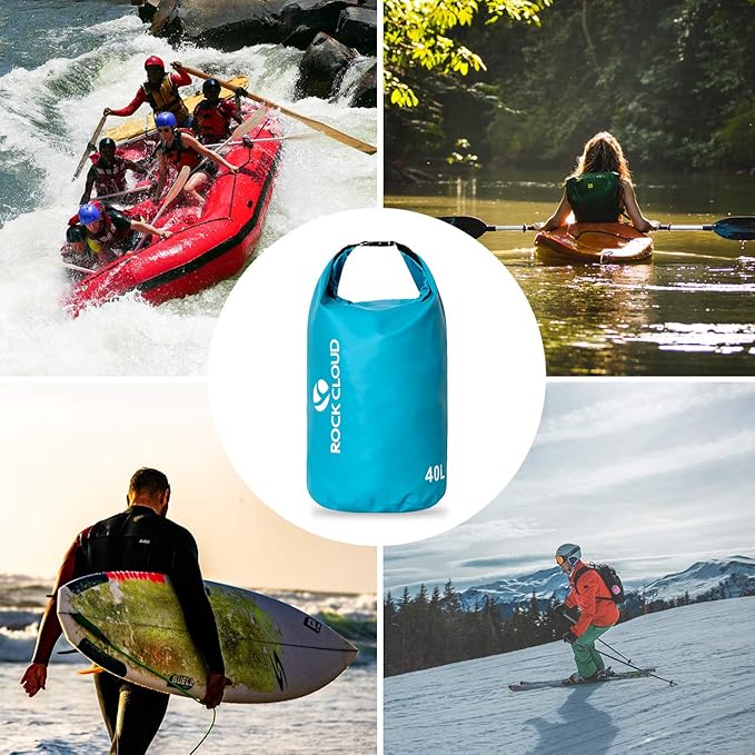 ROCK CLOUD Dry Bag Waterproof 20L Dry Sack for Kayaking Rafting Boating Beach Surfing Swimming Canoe Camping Hiking Fishing Ski, Orange