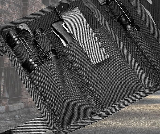 Tactical Map Case Multifunctional Map Pouch with Pen EDC Tool Holder Map Protector Foldable Map Storage Bag with Clear Window for Reading Map while Outdoors or Hiking (Khaki)