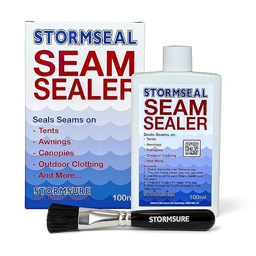 Stormseal Seam Sealer 100ml - Waterproof Seams on Tents and Pin Hole Leaks on Fabrics with Easy Brush Application
