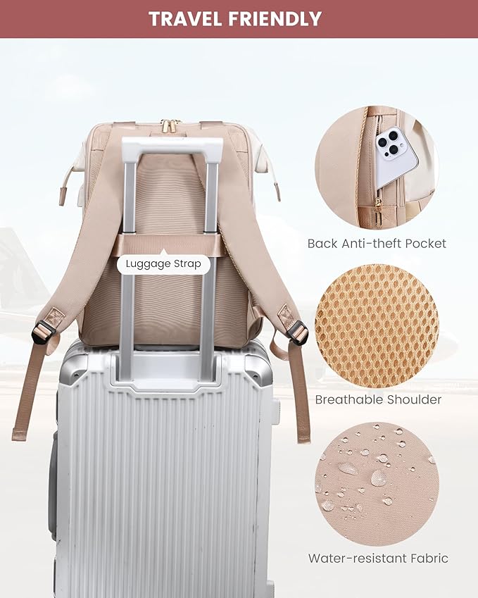 LOVEVOOK 17.3 Inch Laptop Backpack for Women, Large Capacity Travel Backpack with Organizer Bag, Waterproof Carry on Backpack Work Bag with USB Port, Teacher Nurse Backpack Purse, 2PCS