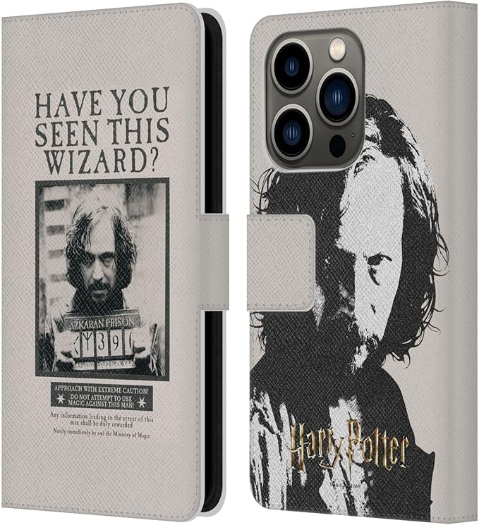 Head Case Designs Officially Licensed Harry Potter Sirius Black Poster Prisoner of Azkaban II Leather Wallet Case Compatible with Apple iPhone 14 Pro