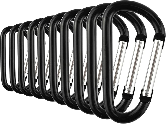 SWATOM Aluminum Carabiner Clip Snap Hook Keyring 1.5/1.9/2.2/2.4/2.8 Inch Carabiners Keychains Black(10P/20P)