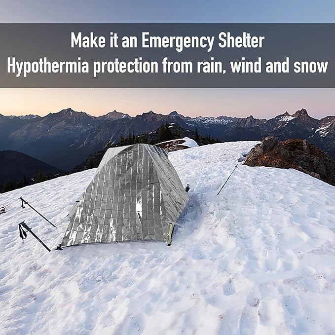 MEETSWEET Emergency Rescue Blanket Set of 8, Outdoor Survival Blanket Waterproof, Windproof, Warm, Sunscreen Lightweight and Portable Suitable for First Aid Bags and Outdoor Camping, Golden, 8pcs