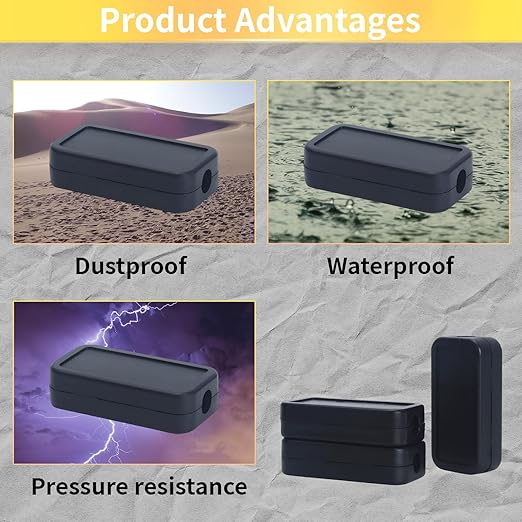 YXQ 40mmx20mmx11mm Power Project Enclose Case Junction Box Waterproof Small Engineering Wire Switch Plastic Black, 12-Pack