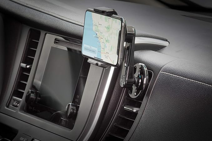 Scosche VP2M-SP Universal Freeflow Vent/Dashboard Phone Holder for Car, 2-in-1 Portable, Adjustable Non-Magnetic Mobile Device Stand with 360° Rotation, Vent Clips and Quick Grip Universal Mount Head