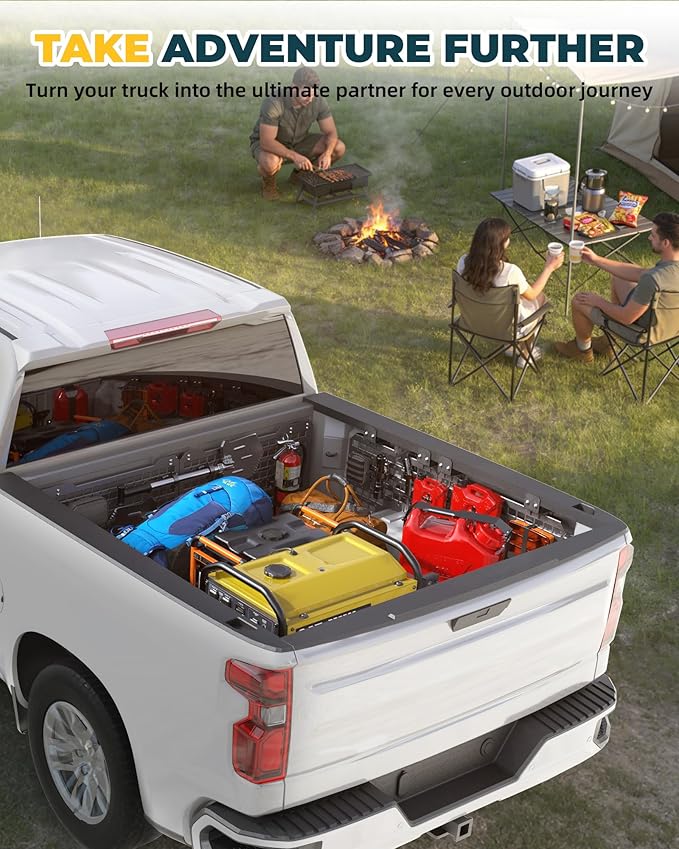 Trumgeta Aluminum Front Bed MOLLE Panel Fit for 2019–2026 Chevy Silverado 1500 5.8FT, No-Drill Installation, Heavy-Duty Truck Bed Organizer Storage Rack System for Tools and Outdoor Equipment