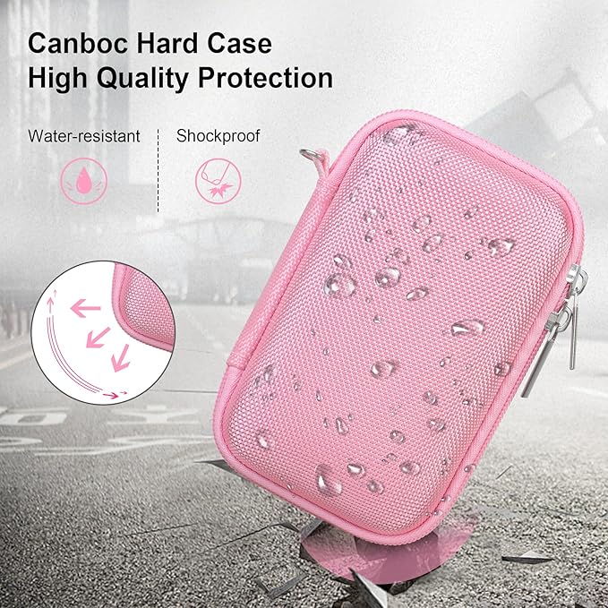 Canboc Carrying Case for Kodak PIXPRO WPZ2 Rugged Waterproof Digital Camera, Underwater Photography Camera Bag, Mesh Pocket fits USB Cable, Battery, Adapter, Pink (Case Only)