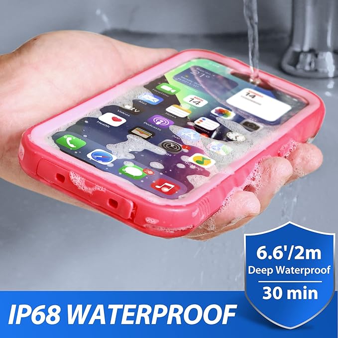 SPORTLINK Design for iPhone 14 Waterproof Case - Shockproof Dustproof Phone Case with Screen Protector for iPhone 14, Full Body Protective Case for iPhone 14 Cover 6.1'' Pink
