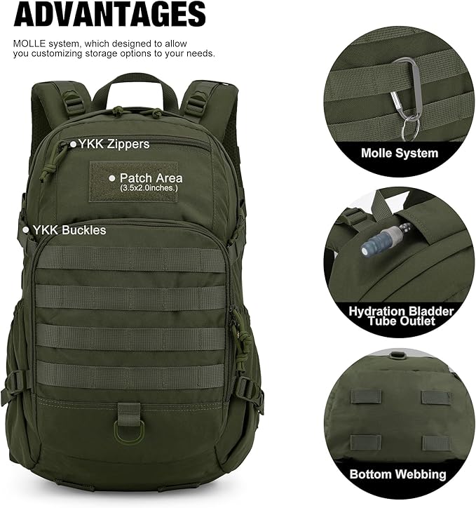 Mardingtop Small Tactical Backpack,Molle Hiking Backpack for Backpacking,Cycling and Biking,15L/25L Backpack