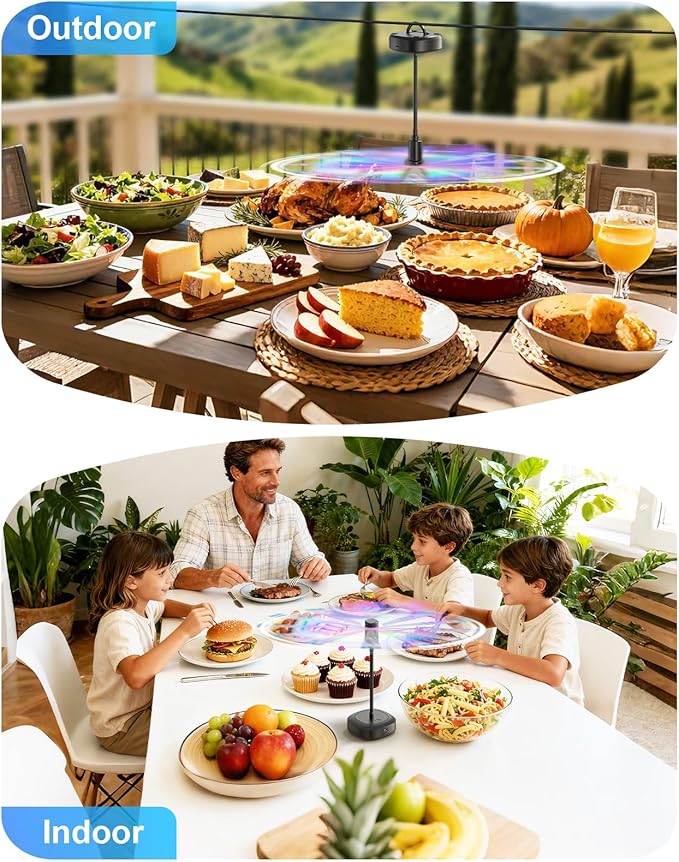 Edvision 4 Pack Food Table Fan, 2000mAh USB Powered Rechargeable Food Fan, Portable Fan with Flexible Goose-Neck and Soft Blades for BBQ, Patio, Party