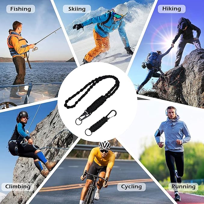 2 Pcs Heavy Duty Braided 550 Paracord Lanyard Keychain Set, Parachute Rope Necklace Keychain with Belt Carabiner Clip for Keys Men Women Hiking, Camping, Outdoor Survival, Camera, Wallet and Whistle