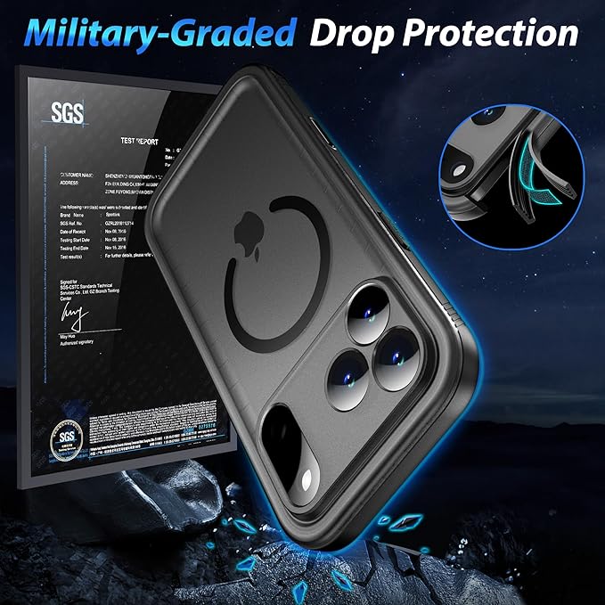 SPORTLINK for iPhone 17 Pro Max Case, IP68 Waterproof Military Protective Full Body Heavy Duty Shockproof 360 Sealed Dustproof with Camera Screen Protector Cover for i Phone 17 Pro Max 6.9" M/Black
