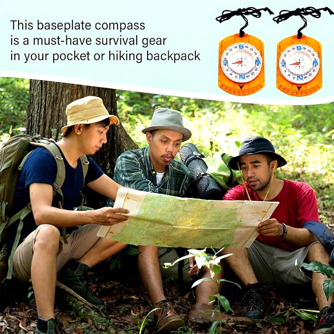 50 Pack Orienteering Compass Bulk Advanced Baseplate Compass Hiking Survival Camping and Navigation Tool Survival Gifts for Hiking Camping Backpacking Map Reading