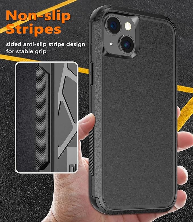 for iPhone 15 Plus Case [Shockproof] [Dropproof] [with Screen Protector ] Heavy Duty Protection Phone Case Cover - Black
