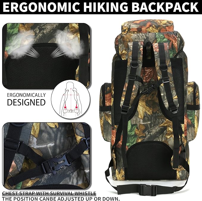 Hiking Backpack for Men 70L/100L Camping Backpack Military Rucksack Molle 3 Days Assault Pack for Climbing | Camping Backpack, 3 Days Assault Pack, for Climbing