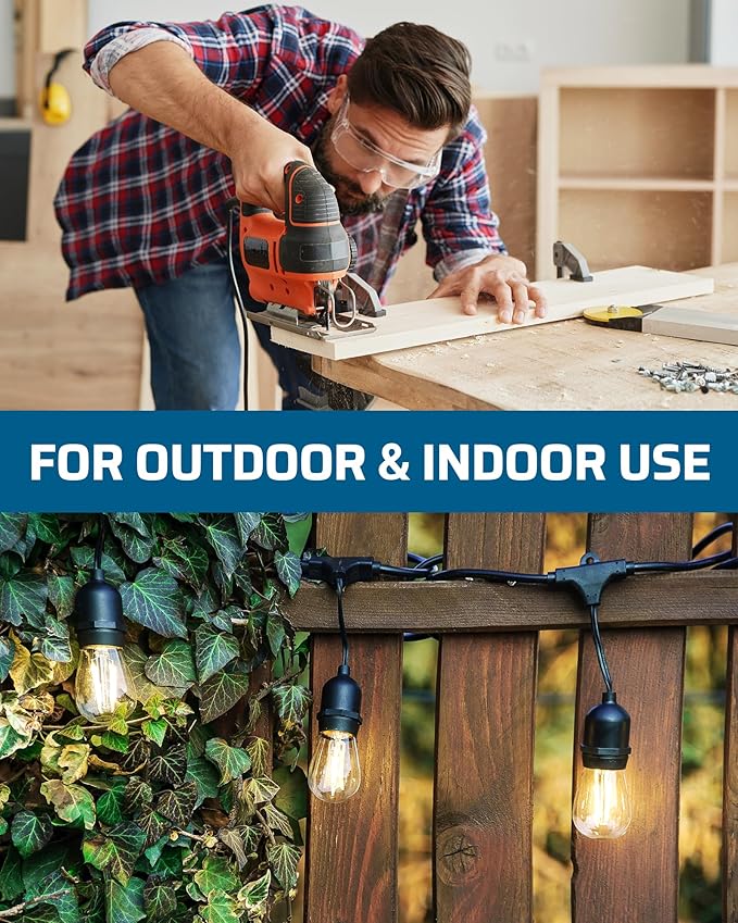 DEWENWILS 3Ft Automatic GFCI Extension Cord Outdoor, 12/3 SJTW Heavy Duty Extension Cord, Power Cord with LED Lighted 3 Prong Plug, 15A/125V/1875W, Black, UL Listed