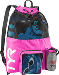 TYR Big Mesh Mummy Backpack For Wet Swimming, Gym, and Workout Gear, Pink