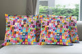 Ambesonne Abstract Throw Pillow Cushion Case Pack of 4, Colored Alphabet Letters Pattern Game Graphic Print, Modern Accent Double-Sided Digital Printing, 18", Multicolor