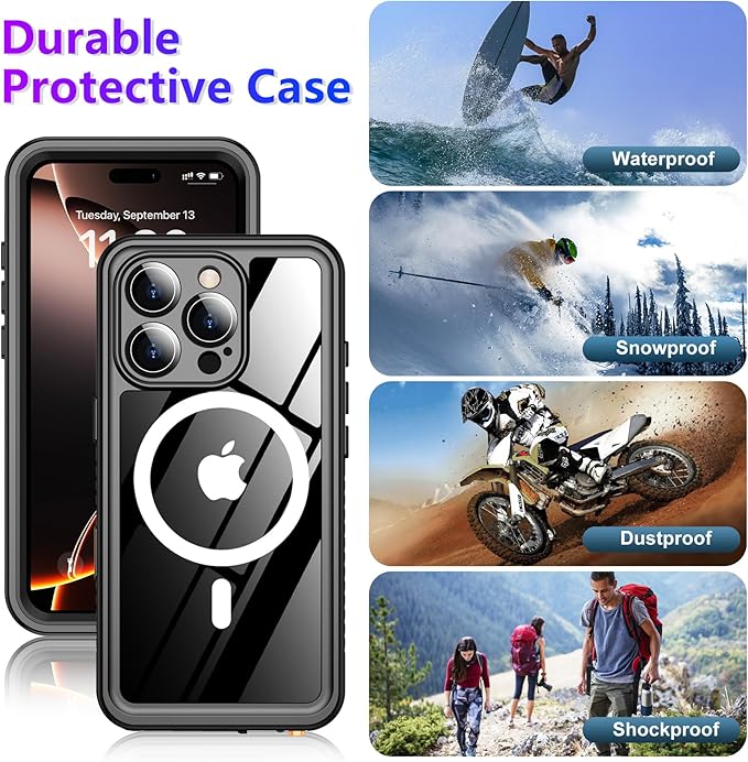 2025 New Designed for iPhone 16 Pro Max Case Waterproof, [Compatible With MagSafe][Built-in Screen & Camera Protector][Full Body Shockproof][IP68 Underwater][Dustproof][Dropproof] Phone Case 6.9"
