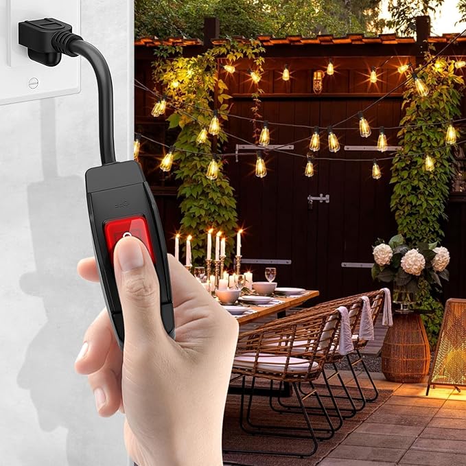 KASONIC 1.5 FT Extension Cord with Switch, 14/3 AWG Gauge 1875W/15A Grounded Outlets 3 Prong Plugs with Safety Cover, Heavy Duty Cable On/Off Waterproof Switch,ETL Listed