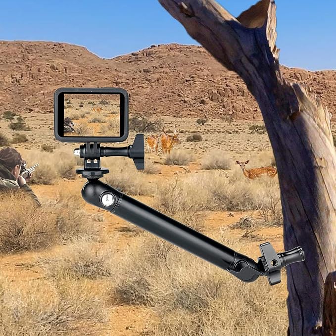 2-Ball-Head Adjustable Outdoor Phone Trail Action Camera Hunting Video Recording Vlogging Time Lapse Mount Serurety Camera Mounting Gear for iPhone Samsung GoPro Insta360 Akaso Blink Arlo