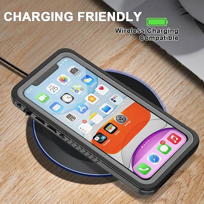 for iPhone 11 Waterproof Case with Screen Protector Full Body Protector Shockproof Dustproof Dirtproof Heavy Duty IP68 Waterproof Case for iPhone 11(6.1inch) (Black)