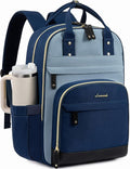 LOVEVOOK Laptop Backpack for Women with Giant Tumbler Holder Pocket,18.4 inch School College Bookbag Nurse Teacher Backpack,Work Travel Backpack Purse Laptop Computer Bag,Indigo blue-Mint green-Indigo