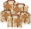 50Pcs Party Favor Candy Box, Vintage Mini Suitcase Favor Box, Kraft Paper with Tags and Burlap Twine for Travel Themed Party, Bridal Shower, Wedding Decorations