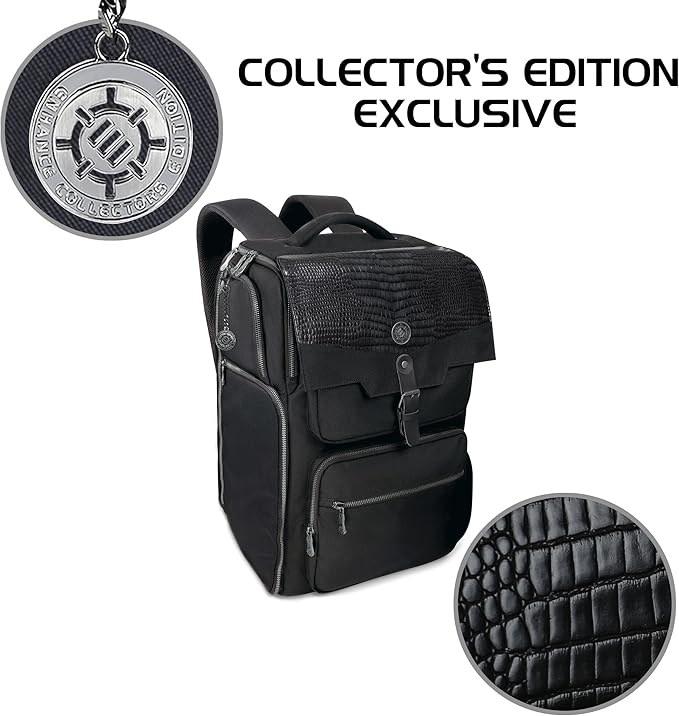 ENHANCE Collector's Edition DnD Backpack - RPG DM Bag for Dungeons and Dragons - DnD Bag fits 6-8 Books, 18" Laptop/DM Screen Slot, Miniature Foam Trays, Accessory Pockets, Map Strap (Dragon Black)