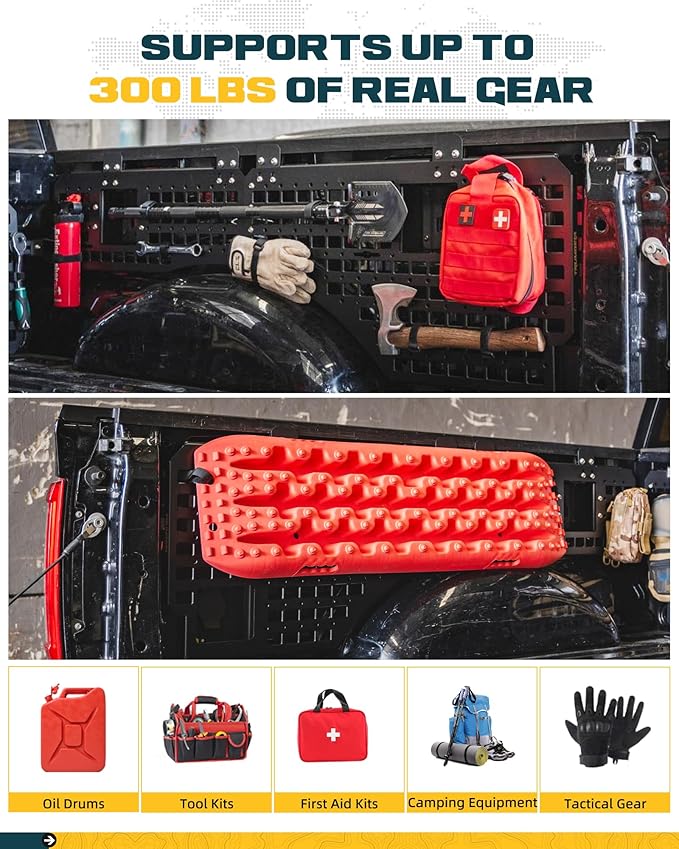Trumgeta Side Bed MOLLE Panel Fit for 2024 2025 2026 Toyota Tacoma Double Cab 5-ft Bed, Exclusion Truck Storage Organizer System, NOT Fit for SR/SR6/TRD PreRunner Trims