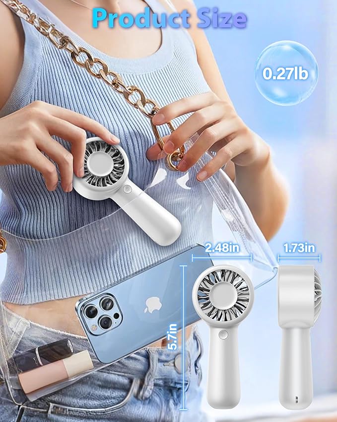 Portable Handheld Fan Personal Small Turbo Hand Fan Powerful, Cooling, Lanyard, USB Rechargeable, 5 Speeds, Makeup, Gifts for Women Men, Kid, Mom, Hot Summer, Travel, Sports, Wedding Use