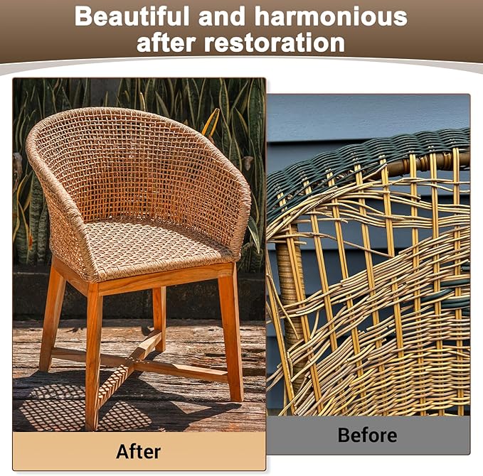 M METERXITY 1-Pack Wicker Repair Kit, 8mm x 33ft/10m Plastic Flat Rattan Replacement Supplies for Patio Furniture Repair/Basket Making/Chair Weaving, Synthetic Woven Rattan [Blue]