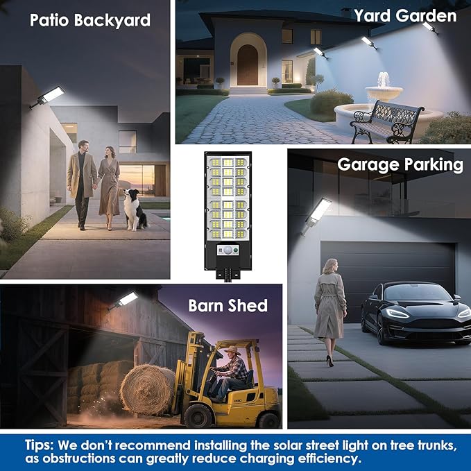 4-Pack Solar Street Lights Outdoor, 20000LM Waterproof LED Solar Flood Lights with Motion Sensor, 6500K Dusk to Dawn Solar-Powered Light Remote Control for Outside, Security Lights for Yard Driveway