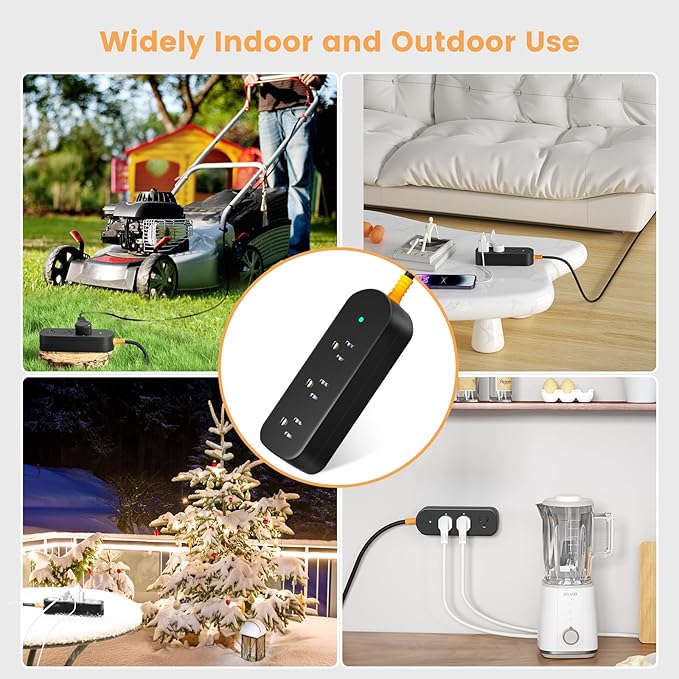 Outdoor Surge Protector Waterproof Power Strip Weatherproof 10 FT Extension Cord Power Strip, 3 AC Outlets, 1625W Overload Protection, for Camping, Home, Office, Garden, FCC UL Listed