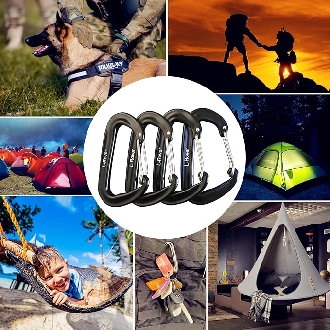 L-Rover Carabiner,12KN Lightweight Heavy Duty Carabiner Clips,Aluminium Wiregate Caribeaners for Hammocks,Camping, Key Chains, Outdoor and Gym etc,Hiking & Utility