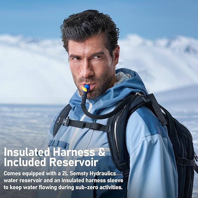 Ski and Snowboard Hydration Backpack, with 2L Water Reservoir and Insulated Harness, 30L Hydration Pack for Skiing, Hiking