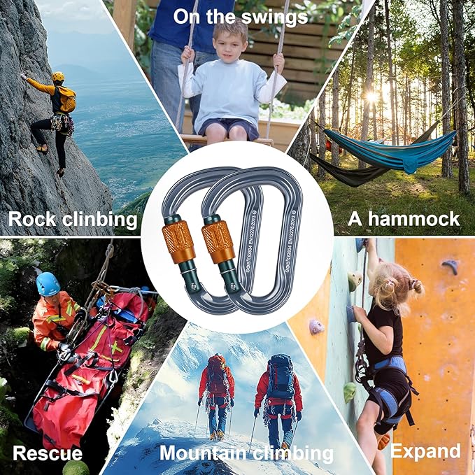 SOB Heavy Duty Steel Carabiner Clips -Auto Locking Climbing Carabiner, Industrial Strength Climbing Hooks for Keychains, Outdoor Gear, Backpacks, Hiking & Camping