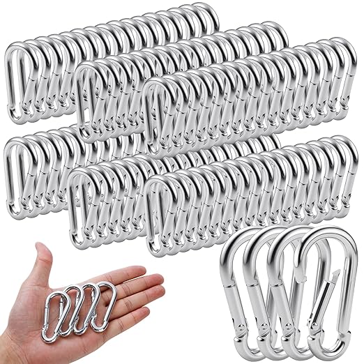 200Pack M5 Spring Snap Hooks Carabiner, 3/16" Heavy Duty Carabiner Clips Chain Quick Links Spring Safety Hook Connector for Dog Leash Backpack Hiking Fishing Bag Outdoor Travel