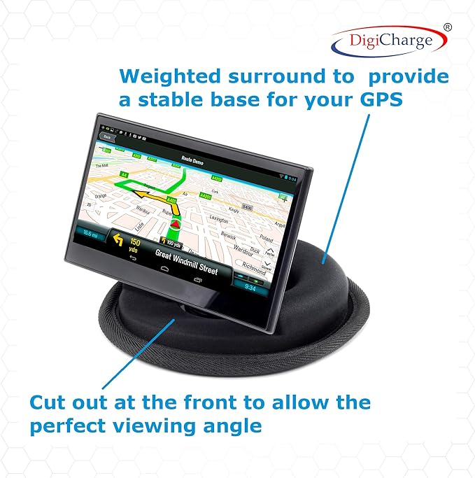 DigiCharge Dashboard Beanbag Suction Holder Base with 89mm Disk for Large 7'' 8'' 10'' GPS Sat Nav Mounts
