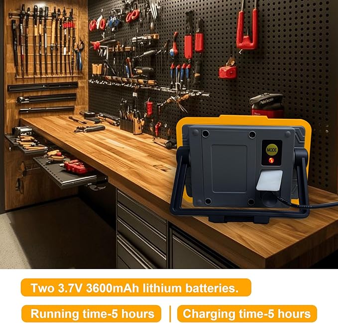 Rechargeable Work Light, 700LM Magnetic Work Light With Stand 3600mah Battery IP54 Waterproof Job Site Lighting For Indoor Outdoor Night-Work, Camping, Car Repairing (1)