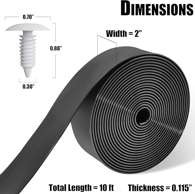Vinyl Straps for Patio Chair Repair Kit 2'' Wide 10 Ft Long Replacement Straps + 10 Free Rivets for Outdoor Lawn Furniture Chaise Lounge Repair (Black)
