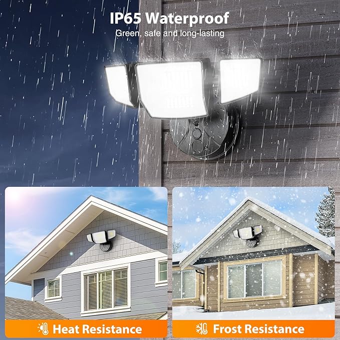 Onforu 65W Smart LED Flood Lights Outdoor, 6500LM Brightness Adjustable, APP Control Tunable 2700K-6500K, WiFi Alexa Security Lights with Timer & 4 Lighting Head, Exterior Floodlight for Yard Garage