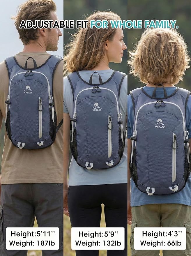 Foldable Small Hiking Backpack with 3 Strap Pockets – Lightweight 300D Spill-proof Daypack for Men Women – Packable Small Travel Backpack with Chest Strap & Trekking Pole Holder – Durable Outdoor Bag