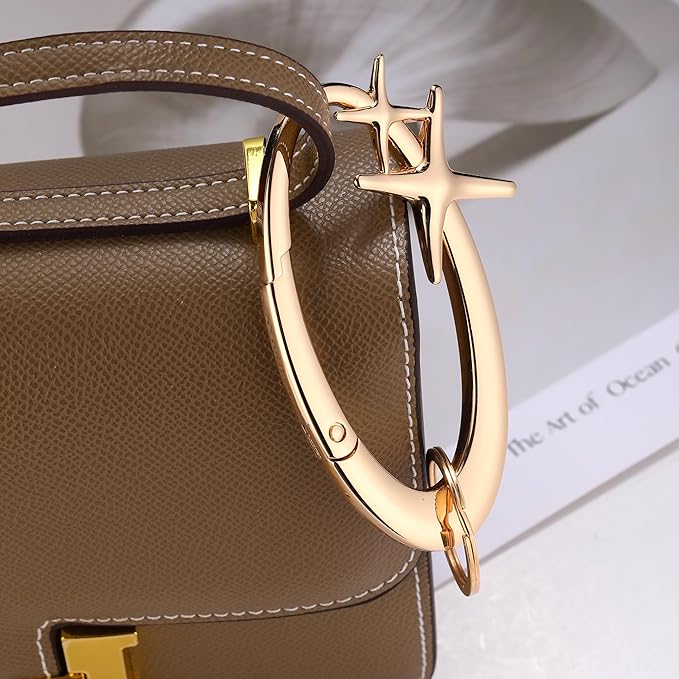 Y2K Cute Star Carabiner Keychain Cool Belt Loop Clip Starlight Heavy Duty Carabiner Clasp Snap Hook Holder Key Buckle