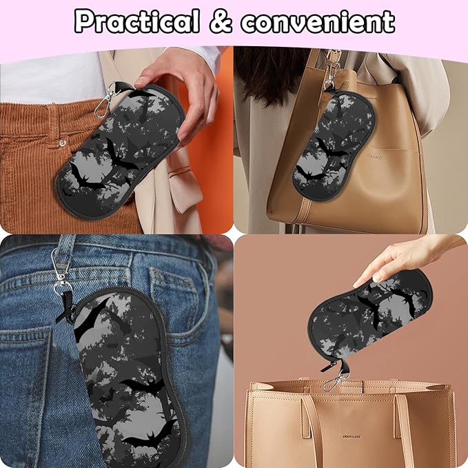 Glasses Case Sunglasses Eyeglass Soft Case Zipper Light Neoprene Pouch with Metal Belt Clip Aesthetic Cute Women Men