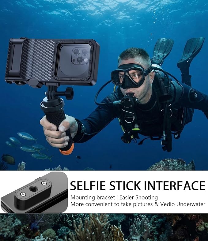 Diving Phone Case for iPhone 17 16 15 14 13 Pro Max Galaxy S25 S24 S23 Ultra, 50ft/15m Professional Waterproof Underwater Case with Real Touchscreen, Universal Camera Housing for Snorkeling (Orange)